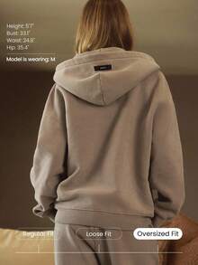 GLOWMODE 厚重羊毛超大连帽夹克，侧口袋，加厚保暖，冬季 - 卡其色 - 查看 4