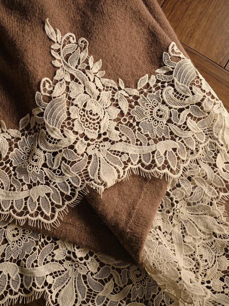 WOMEN'S AUTUMN SLEEVELESS SWEATER DRESS WITH EMBROIDERED CARDIGAN TWO PIECES SET