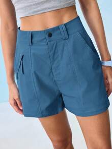 In My Nature 女士户外徒步露营运动城市通勤短裤速干短裤女式短裤女式露营女式蓝色短裤女式徒步短裤女式户外短裤