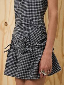 COUREZ 褶饰中长款降落伞连衣裙/夏季连衣裙 女士夏季服装 度假服装 Y2K 复古风 - 彩色 - 查看 7