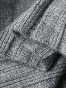 Dazy Kids 2pcs Young Girl Girls Collared Puff Sleeve Sweater + Pleated Knit Skirt Set, Autumn/Winter - Grey - View 9