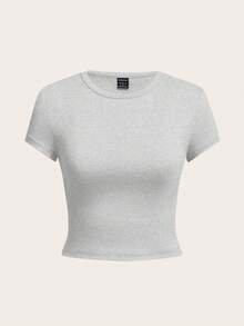SHEIN EZwear 4件套黑色、酒红色、灰色、白色休闲圆领短袖修身女士T恤，适合夏季 - 彩色 - 查看 7
