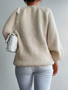 EURMUSE Solid Raglan Sleeve Jumper - Apricot - View 2