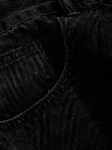 Dazy Plus Quần jean ống rộng dài, dáng rộng, giặt cũ, lót nhiệt, size lớn cho nữ, thời trang thu đông - màu đen - Xem 4