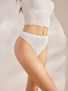 Ocili 5条装哑光面料舒适高腰丁字裤，简约大包装，舒适别致，适合秋季 - 白色 - 查看 4