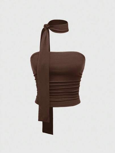 ROMWE Grunge Punk Top bandeau con pliegues con estampado de leopardo Y2K para mujeres