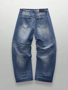 NEON BLANC Rhinestone Embellished Flared Leg Casual Jeans - Blue - View 2
