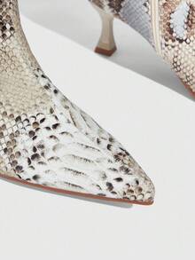 CUCCOO SZL 女士时尚尖头蛇皮图案简约优雅百搭侧拉链细高跟及膝靴 - 彩色 - 查看 10