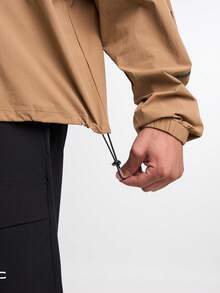 Letter Print Stand Collar Pocket Zip-Up Long Sleeve Jacket - Yellow - View 3