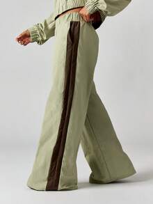 MISSGUIDED 侧边条纹阔腿裤，帕拉佐风格，松紧腰带，休闲居家服，圣诞节 - 綠色 - 查看 5