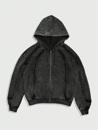 Street Life Men's Casual Zip-Up Drawstring Hoodie Sweatshirt, Long Sleeve, Autumn