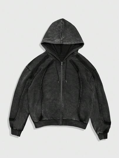 Street Life Men's Casual Zip-Up Drawstring Hoodie Sweatshirt, Long Sleeve, Autumn