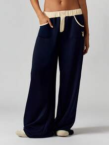 Missguided x Playboy 圣诞节阔腿裤，撞色腰带 - 藍色 - 查看 3