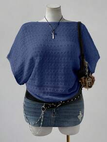 Flirla Top ample en tricot ajouré style bohème élégant et pour femmes grandes tailles, convient pour les tenues de vacances, adapté pour le printemps, l'été et l'automne