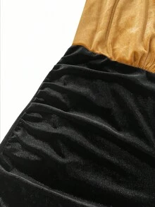 Franclia 女士万圣节拼色连衣裙，秋冬合身中长连衣裙，适合返校、教师节 - 彩色 - 查看 6