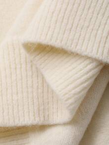 DAZY 女士宽松圆领毛衣，饰有3D蝴蝶结和抽绳，适合秋冬季穿着 - 杏色 - 查看 8