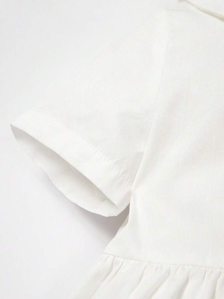 Macacão Masculino De Gola Peter Pan Com Detalhe Dobrado E Plissado - Branco - Visão 7