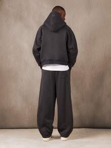 SUMWON 宽松全拉链连帽衫，配有分口袋和慢跑裤 - 深灰色 - 查看 2