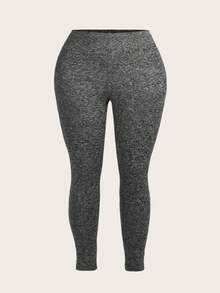 SHEIN Tall CURVE 3pcs/Set Plus Size Solid & Leopard Print Leggings/Yoga Pants, Casual For Autumn/Winter - Multicolor - View 6