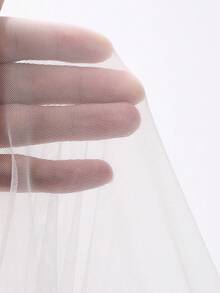 FRIFUL 女式纯棕色圆领泡泡袖透视网眼宽松休闲分层上衣 - 米色 - 查看 8