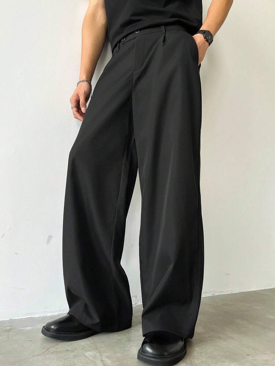 Claim Dot 男士休闲宽松阔腿裤，带口袋，街头风格，秋季