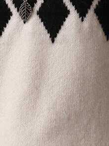 Women's Two-Tone Jacquard Bohemian Western Casual Sweater, LanaWest Fall Winter Cloth For Women - Black - View 8