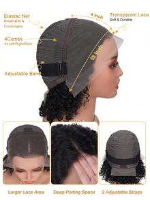 Density Pro 13x4 Transparent Lace Front Curly Wave Bob Wig Raw Human Hair 200% Density Pre Plucked Baby Hair Natural Hairline For Women Natural Black - 9AM Hair Sport Vacation Travel Festival Prom Outdoor Cosplay Campus School Beach Wedding Camping Holiday Outfits Summer Outfits Vacay Vibes Charm Elegant Casual Y2k Fashion Styles Ss25 - SNatural - View 8