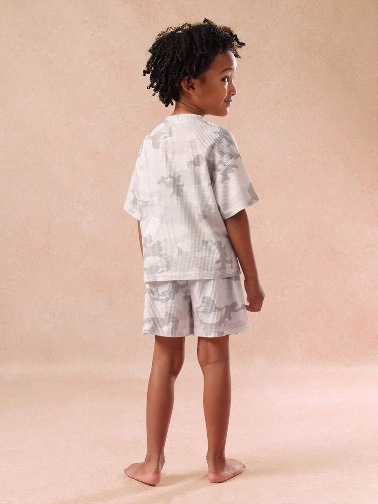 Camo Print T-Shirt And Shorts Pajama Set