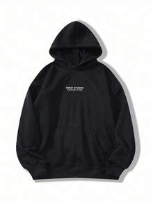 SHEIN 大码休闲字母印花卫衣，秋冬季 - 黑色 - 查看 7