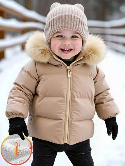 Baby/Baby Boy/Girl Padded Coats, Fleece Tops, Thickened Winter Coats, Quilted Coats, Warm & Soft, Comfortable, Versatile, Casual, Suitable For Indoor, Outdoor, Daily Wear, Sports, Play, Party, Photo Shoot, Festival, Halloween, Christmas Fall Baby Boy Winter Coat Toddler Winter Coat