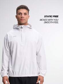 Giacca casual con cappuccio, mezza patta con chiusura lampo, manica lunga, da uomo, per l'autunno