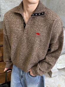 ESTAVOR 休闲宽松街头风格简约长袖男士毛衣，适合秋冬 - 棕色 - 查看 2