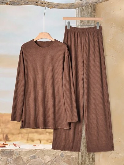 Rusticease Women's Casual Solid Color Long Sleeve Top And Pants 2 Pieces Set Winter Clothes For Women Winter Clothes For Women  Thanksgiving Outfit For Women Elegant Women's Set