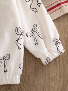 SHEIN 6Months-3Years Baby Girl Coat Casual Style Fall Outfits For Girl Bowknot-Shape Printing Jacket - Beige - View 7