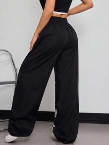 INAWLY Pantalon long décontracté pour femmes avec imprimé lettres et cordon de serrage à la taille, automne