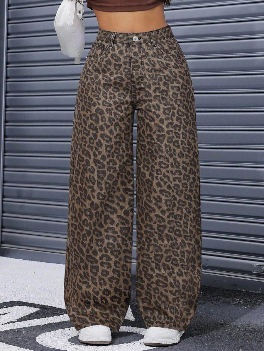 SHEIN ICON 大码女式休闲无弹力宽松牛仔裤 - 彩色 - 查看 1