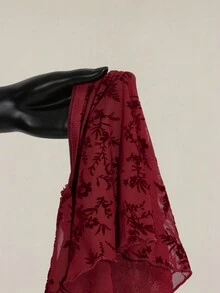 SHEIN ICON 女士花卉纹理无袖背心，深红色蕾丝上衣，适合感恩节和圣诞节穿着。 - 紅色 - 查看 11