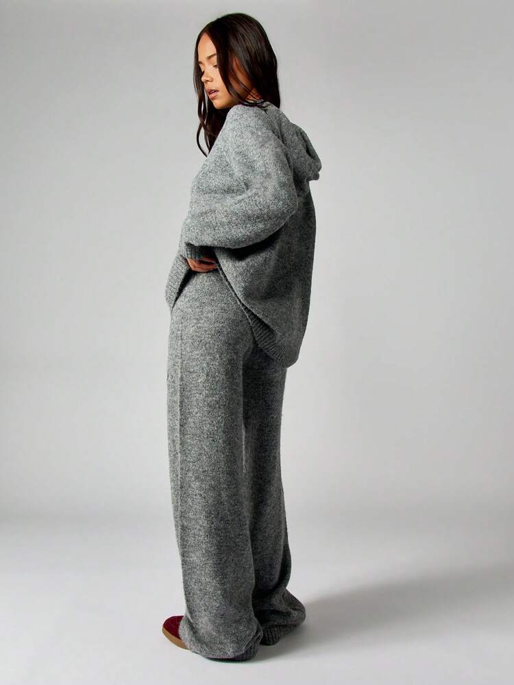 MISSGUIDED High Waisted Knitted Sweater Pants With Logo Embroidery Casual Loungewear Trousers For Fall Winter