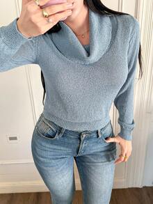 Modelyn Suéter casual de moda de unicolor y manga larga para mujer, otoño/invierno