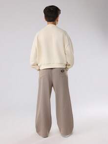 SUMWON 男女通用格纹套穿阔腿裤，休闲抽绳设计，舒适百搭，经典格纹图案，宽松版型，适合日常穿着，秋冬季经典款 - 卡其色 - 查看 5