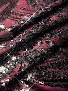 Vintamour 大码女式 20 世纪 20 年代派对复古优雅串珠刺绣紧身流苏 V 领无袖鸡尾酒会连衣裙，节日修身裙 - 黑色 - 查看 7