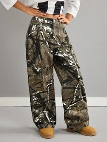 SHEIN Thời trang thiếu nữ tuổi teen: Phong cách thường ngày, cổ điển Y2K, cá tính, đường phố, trở lại trường học, đại học, họa tiết rằn ri, họa tiết cành cây, denim dáng rộng, quần jean công sở, mềm mại, mặc hàng ngày, mùa đông và mùa thu, lễ hội âm nhạc và thời trang đường phố. - Nhiều màu - Xem 3