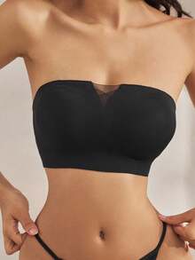 Ocili 无肩带交叉后扣式黑色无缝抹胸文胸 - 黑色 - 查看 4