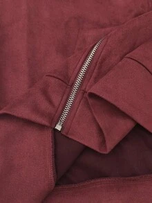 STYNVO Men's Autumn Letter Embroidery Drop Shoulder Long Sleeve Casual Zip-Up Hoodie Fleece - Burgundy - View 7