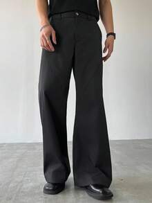 Claim Dot Pantaloni neri larghi e dritti da uomo, autunnali