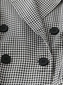 GlowEve CURVE Sacou casual pentru femei de mărime mare, cu guler rever, mânecă lungă, în carouri, cu două rânduri de nasturi