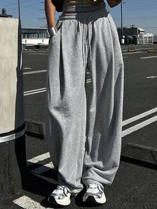 Dazy Tall 女式高腰/长款宽松直筒休闲运动裤女式慢跑裤 - 灰色 - 查看 6