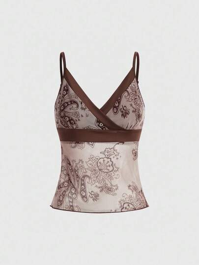 Hippie Camiseta Sin Mangas Con Tirantes Finos Y Estampado De Cachemira Para Mujer