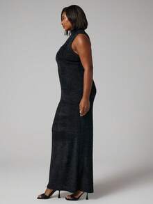 MUSERA Robe longue moulante à col montant sans manches grande taille pour les sorties en automne, hiver, période des fêtes et vacances