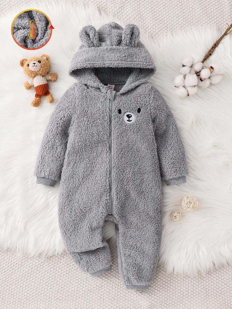 Cozy Pixies Baby Boy Cartoon Rabbit Ear Hooded Thick Jumpsuit Baby Winter Jumpsuit Hooded Baby Jumpsuit Warm Baby Jumpsuit Baby Fleece Jumpsuit Baby Sherpa Jumpsuit Fall